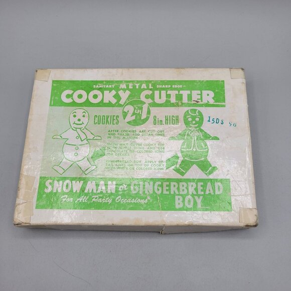 Vintage Metal Cooky Cutter 2-In-1 Snowman and Gingerbread Boy 8 Inch - Picture 1 of 7